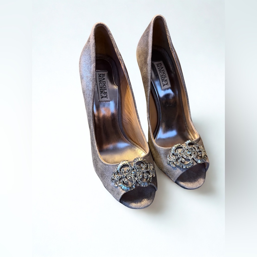 Badgley Mischka Metallic Embellished Heels